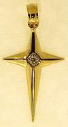 14kt north star cross with diamond