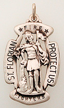 silver saint florian fire fighter medal