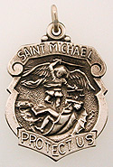 silver saint michael law enforcement badge medal