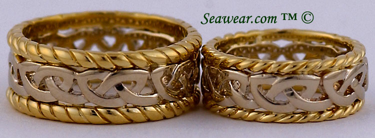 Celti sailor wedding rings in 9mm and 7.5mm