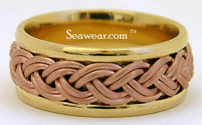 18kt yellow ring with rose gold double braid