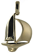 14k two tone gold sailing sloop boat necklace pendant