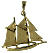 14k gold schooner pendant