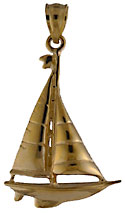 spade rudder sloop gold pendant