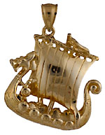 norwegian viking dragon ship jewelry pendant