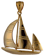 14k yawl sailboat necklace pendant