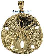 large 14k gold sand dollar necklace pendant