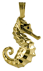 14kt gold 3D full round Seahorse pendant