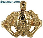 14kt gold sea turtle ring.