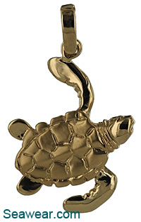 swimming sea turtle necklace pendant