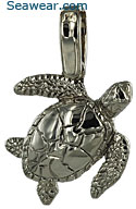 14k white gold baby green sea turtle necklace pendant jewelry