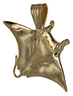 costello studios great horned manta bat ray in solid 14kt gold