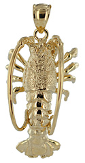 3D 14kt gold florida keys lobster bug jewelry