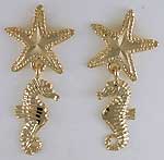 starfish sand dollar earrings gold