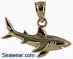 14k gold small great white shark necklace pendant