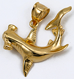 14kt hammer head shark pendant with open jaws