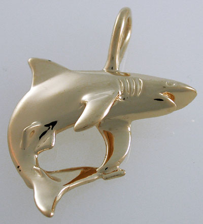 gold mako shark necklace charm