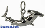 14k white gold hammerhead shark necklace pendant