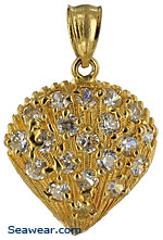 14kt gold scallop with CZ stones