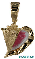 14k gold enamel queen conch necklace pendant jewelry