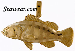 14kt hand made grouper fish pendant