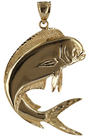 14kt high polished mahi mahi dolphin dorado fish pendant