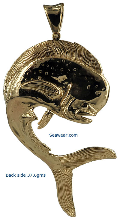 full round 3D bull nosed dolphin dorado necklace pendant