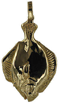14k gold halibut tail mount pendant