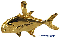 jack fish jewelry necklace charm pendant in 14kt gold