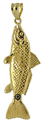 14kt 3D redfish pendant