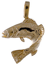 14k gold saltwater trout pendant