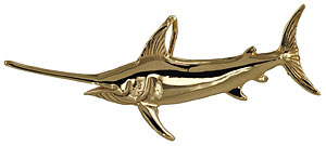 14k gold swordfish jewelry pendant