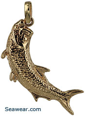 14kt hooked tarpon fish jewelry pendant
