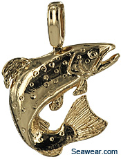 14kt gold  trout pendant