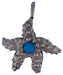 14kt white gold starfish with turquoise center stone