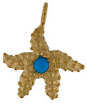14kt starfish with cabochon turquoise center stone