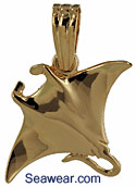 14k gold Peter Costello small horned manta stingray pendant charm