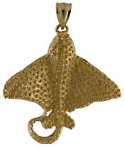 large 14kt spotted eagle ray pendant