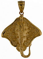 medium sized 14kt spotted eagle ray stingay necklace jewelry pendant