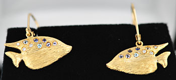 14kt angelfish earrings with gemstones