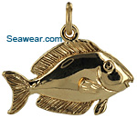 14kt gold blue tang reef fish for necklace or charm bracelet