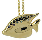 tropical reef sunfsih angelfish diamond brooch necklace