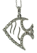 white gold angel fish with diamonds and chain