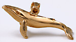 3D full round humpback whale necklace pendant in 14kt gold