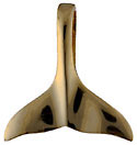medium sized polished whale tail flukes in 14kt gold