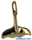 14kt gold small light whale tail flukes necklace pendant