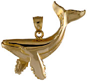14kt gold very detailed whale jewelry pendant