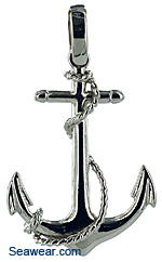 white gold fouled anchor necklace pendant